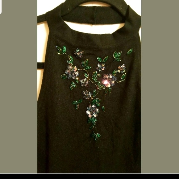 Urchin Embellished Black Knit Halter...M - Picture 2 of 4